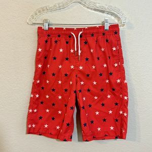 SOUTHERN TIDE SKIPJACK Boys Swim Trunks Size L 12/14 Stars Red White Blue Patrio